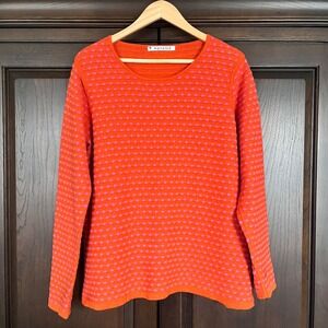 MANSTED Womens Shirt Lightweight Sweater Size L 100% Eco Cotton Orange Pink